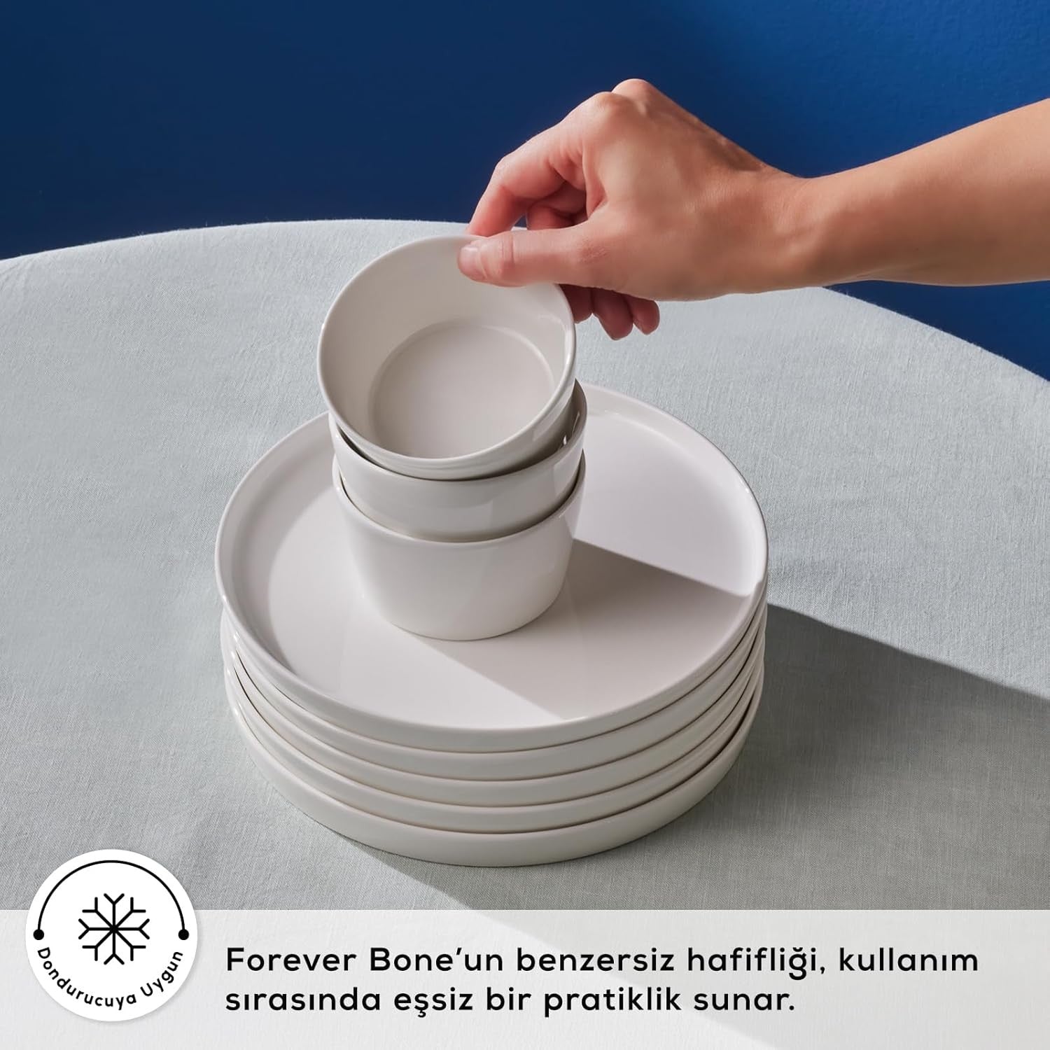 22 Piece Bone China Serveware Set White Plates Bowls Spoons Dishwasher Safe