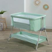 Adjustable Bedside Crib with Mesh Panel & Storage Shelf Baby Co Sleeper Green