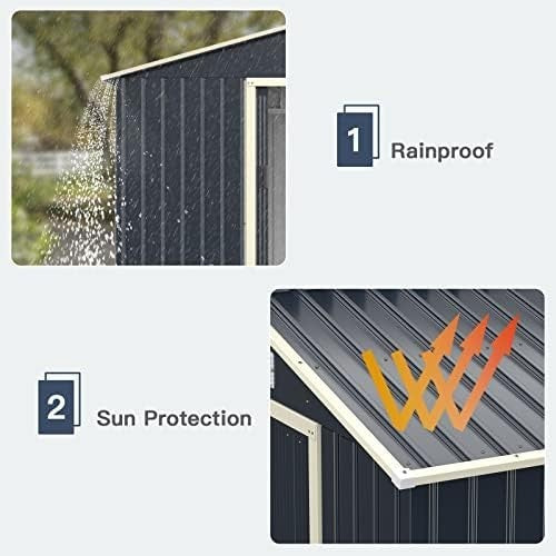 Metal Garden Storage Shed 9x6ft Waterproof Outdoor Tool Shed, Sliding Doors Grey