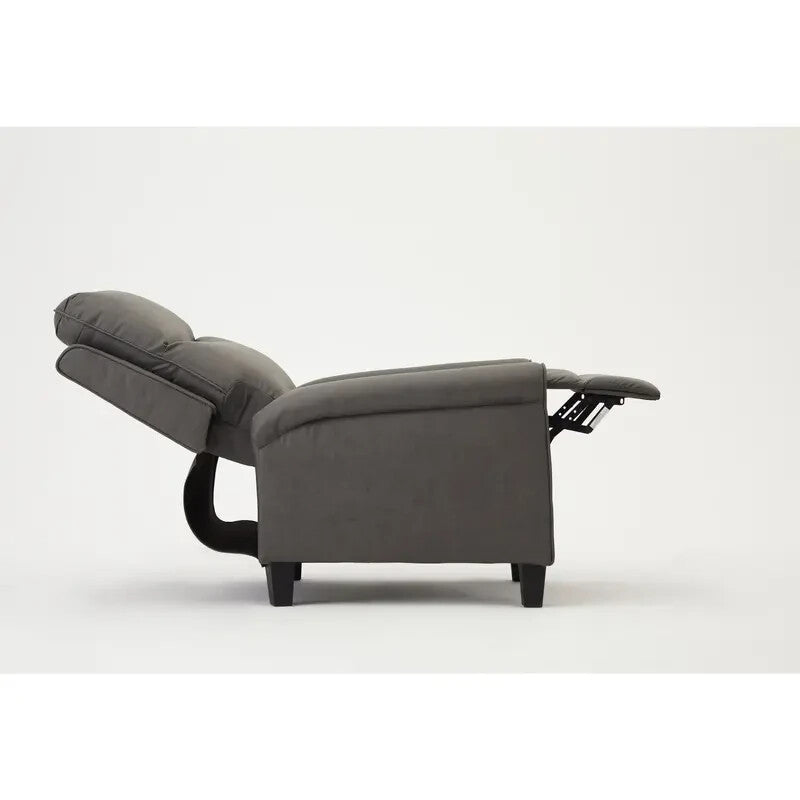 Recliner Armchair Grey Faux Leather High Back Push Back Lounge Chair