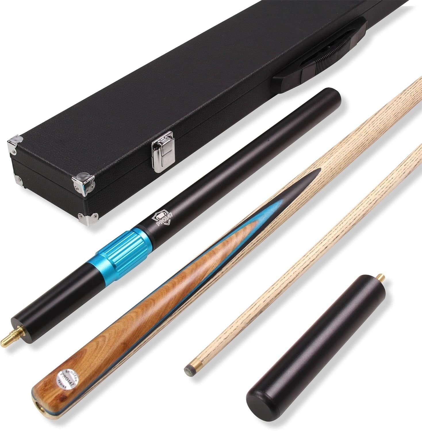 57" Ash Snooker Pool Cue Set 9.5mm Tip Extension Mini Butt Case