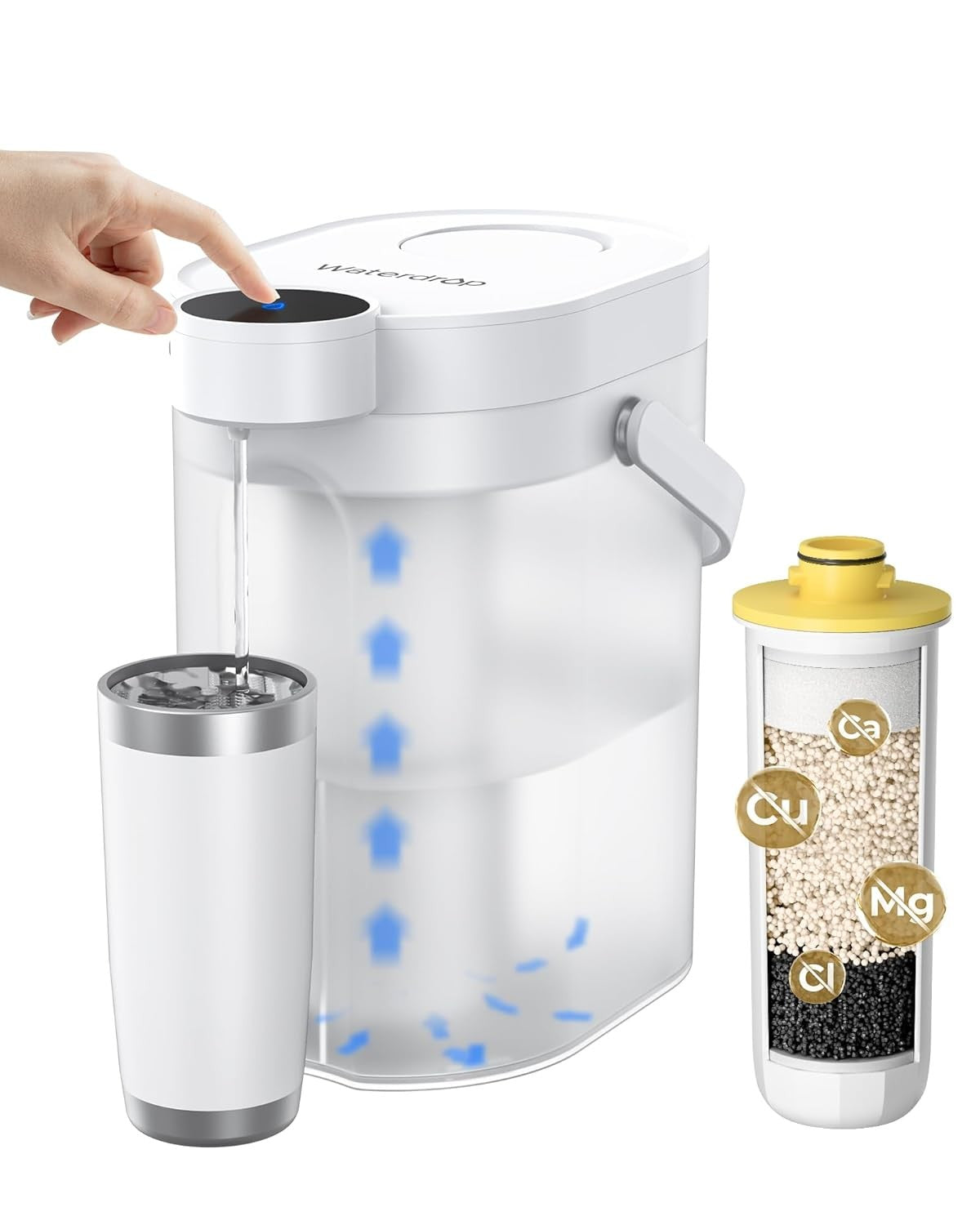 Electric Water Filter Jug 3.5L Instant Dispensing Rechargeable Countertop
