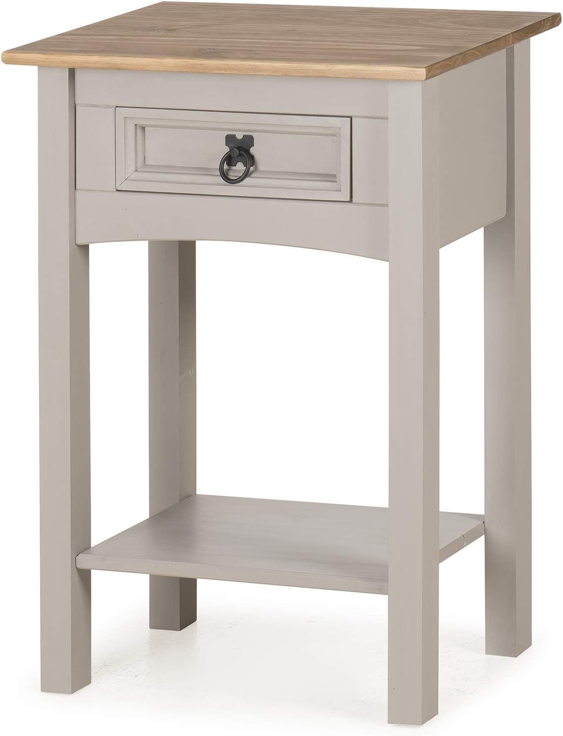 Grey 1 Drawer Console Table with Antique Wax Top, Durable Wood, 35kg Load
