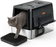 XL Stainless Steel Cat Litter Box Odor Control High Sided Enclosed