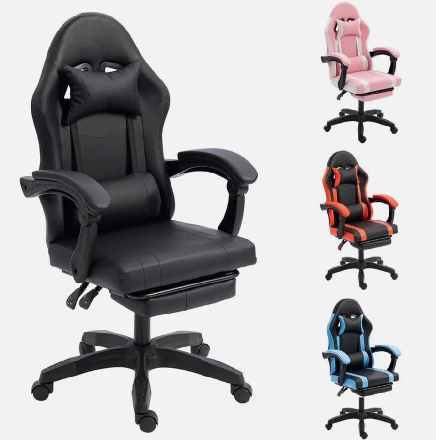 Gaming Chair Recliner with Footrest 360° Swivel Lumbar Support