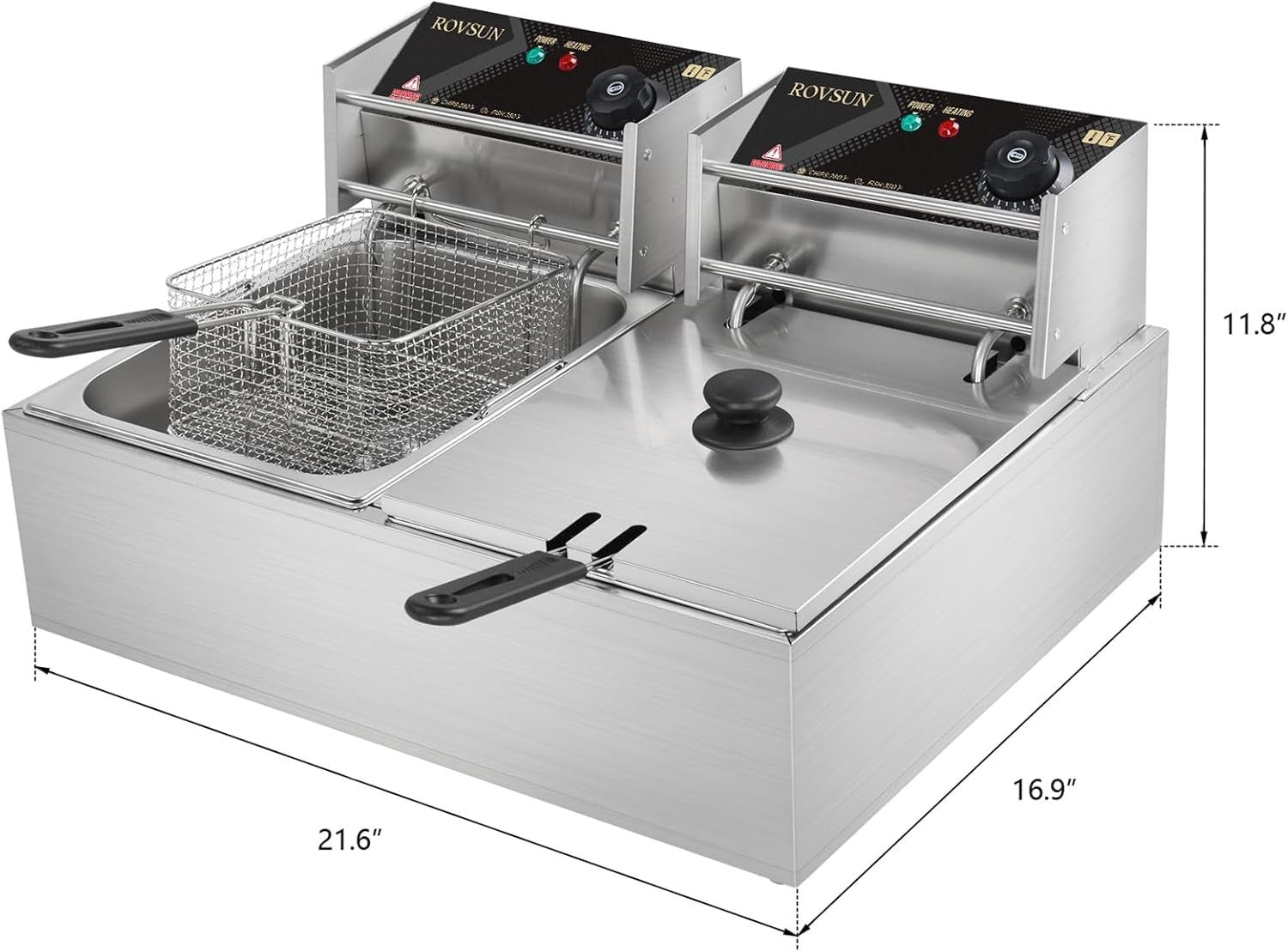 12L Double Deep Fat Fryer 5000W Commercial Dual Tank Electric Fryer