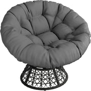 Swivel Papasan Moon Chair Oversized Round Lounge Chair with Thick Cushion