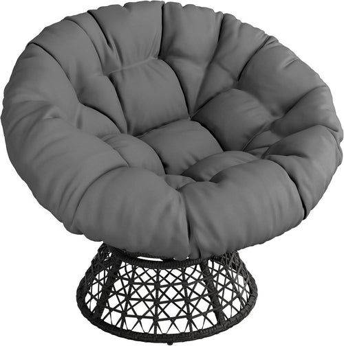 Swivel Papasan Moon Chair Oversized Round Lounge Chair with Thick Cushion