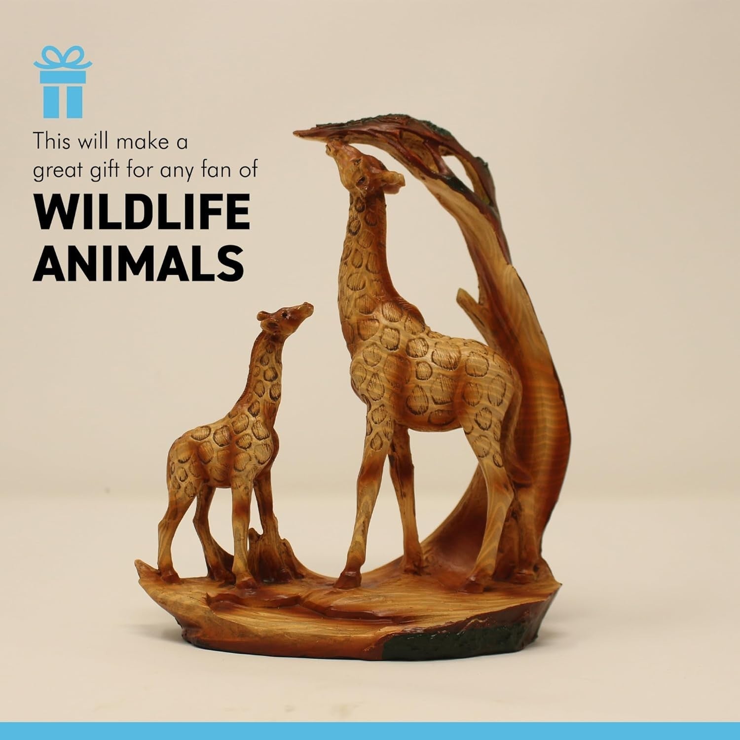 Giraffe & Calf Ornament 18cm Resin African Wildlife Sculpture Rustic Home Decor