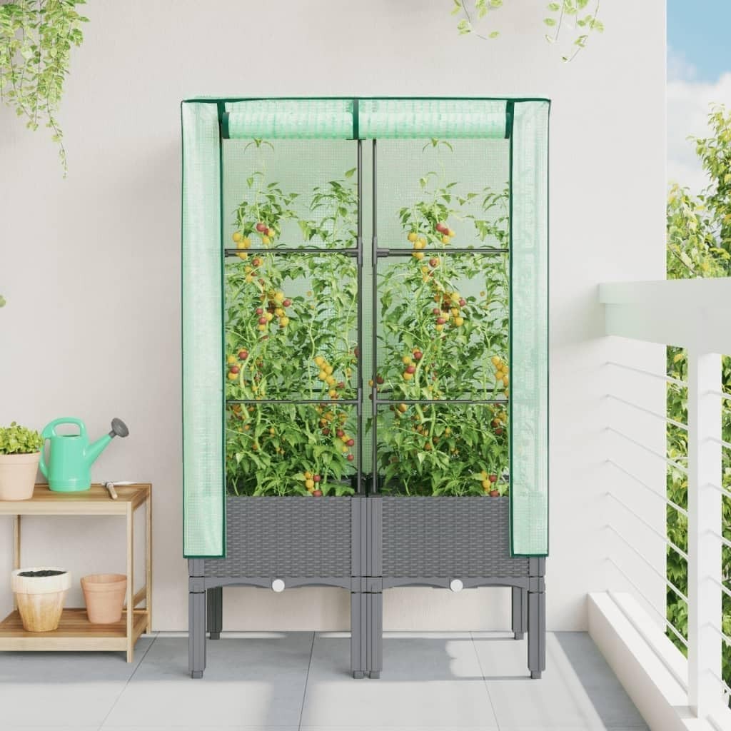 Raised Garden Bed with Greenhouse Cover 80x40x140cm | Waterproof PE Enclosure