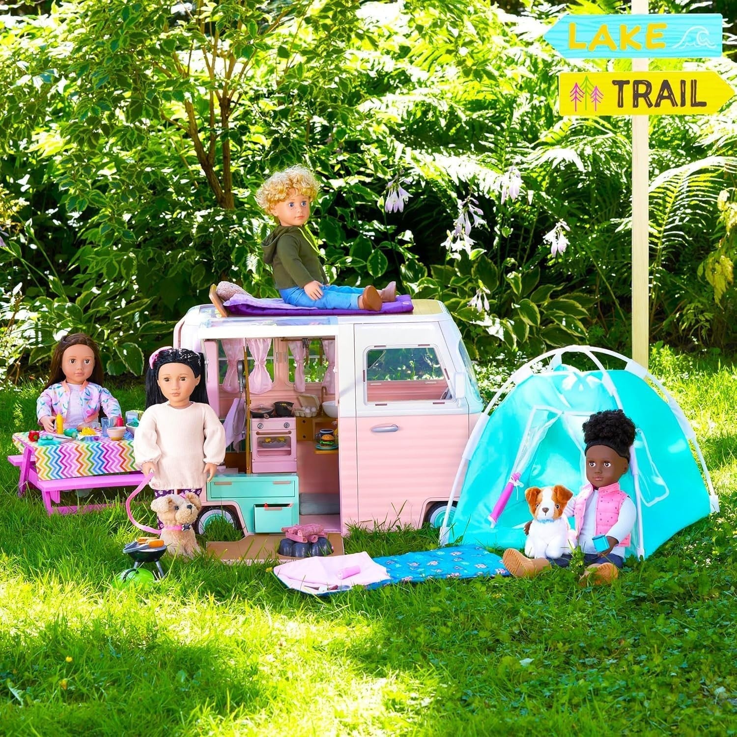 18-Inch Travel Doll Brown Eyes Long Hair Carry-On Luggage Set
