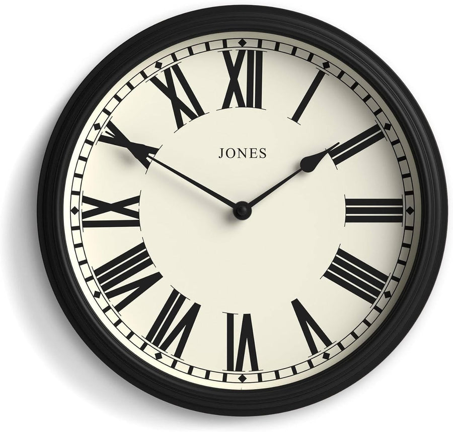 30cm Black Roman Numeral Wall Clock – Silent Quartz Vintage Home Decor