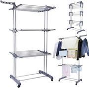 3 Tier Clothes Airer Folding Drying Rack Indoor Outdoor Space Saving Laundry
