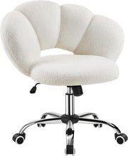 White Boucle Cloud Vanity Chair Swivel Adjustable Desk Chair with Wheels