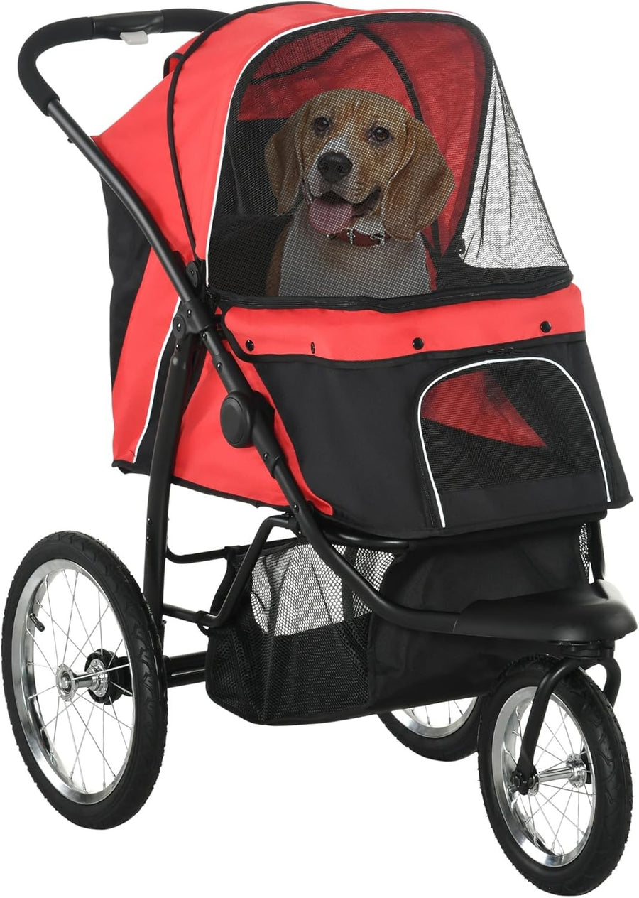 Dog Stroller Jogger Pushchair 3 Wheel All Terrain Foldable for Small Dogs