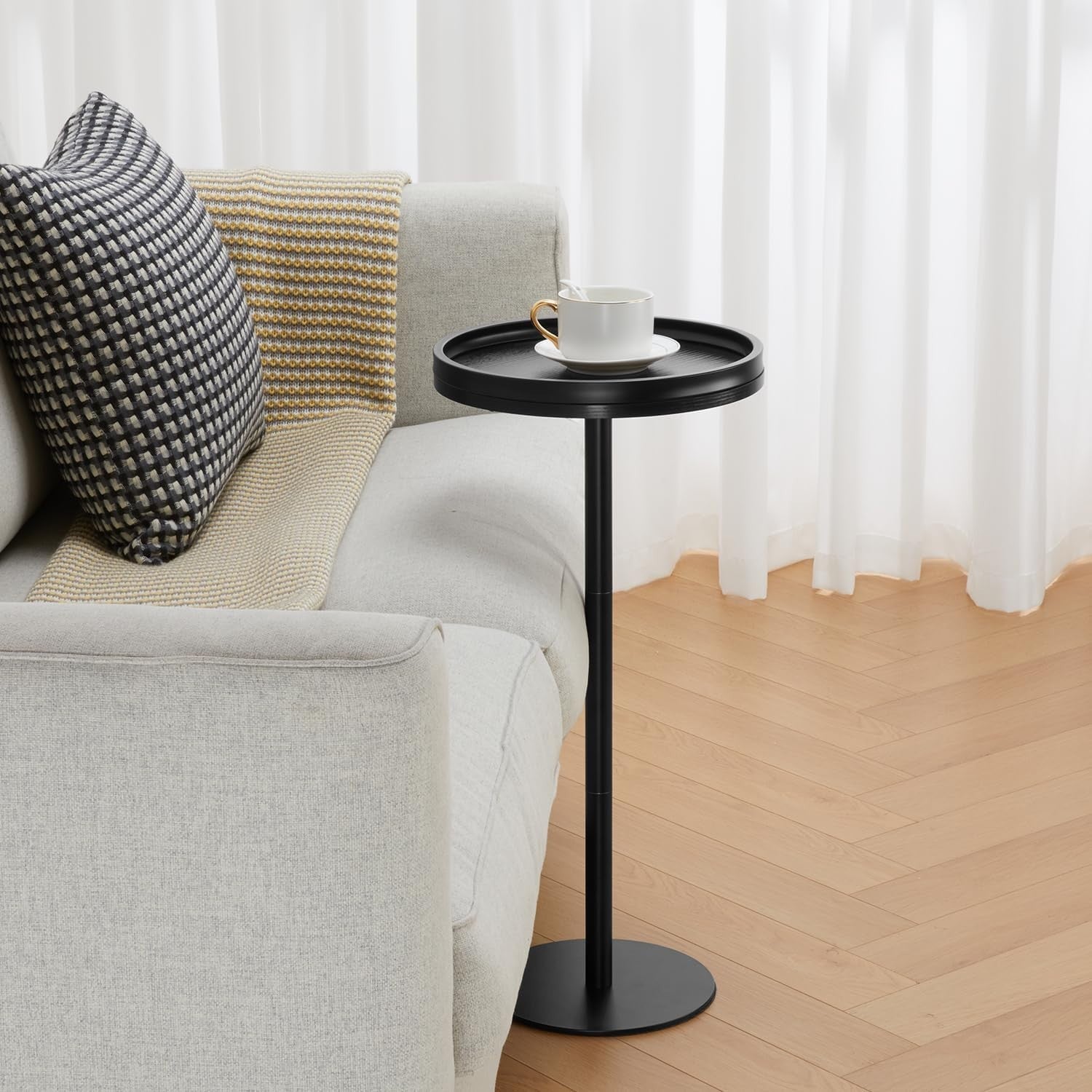 Small Round Coffee Table – 30x30x63cm Side Table for Living Room