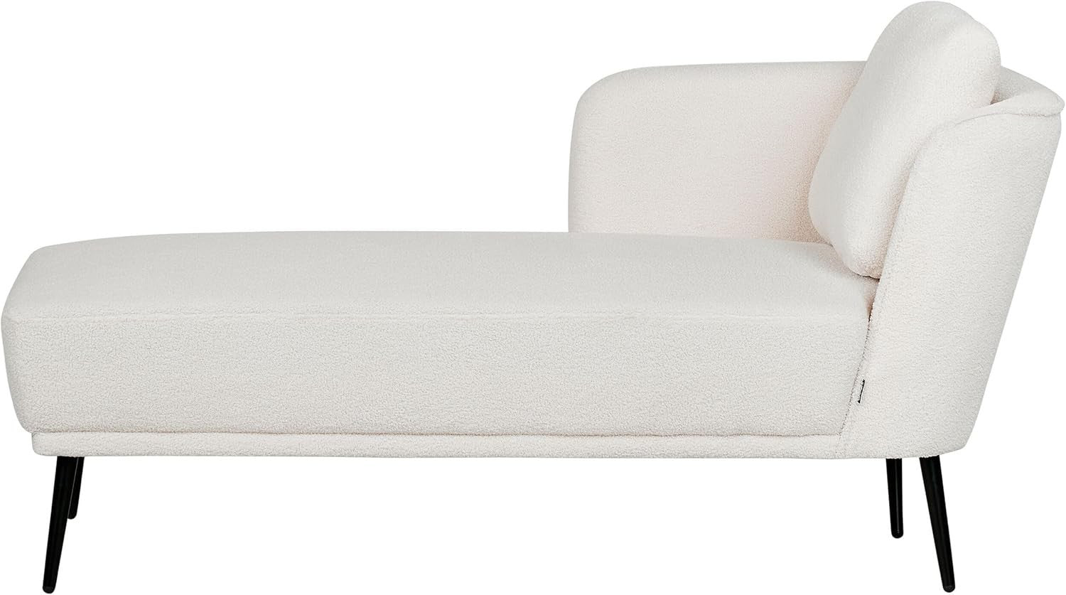Retro Boucle Chaise Lounge Sofa Right Armrest Off-White Metal Legs