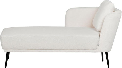 Retro Boucle Chaise Lounge Sofa Right Armrest Off-White Metal Legs