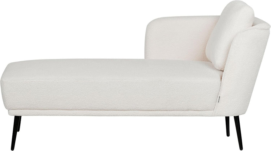 Retro Boucle Chaise Lounge Sofa Right Armrest Off-White Metal Legs