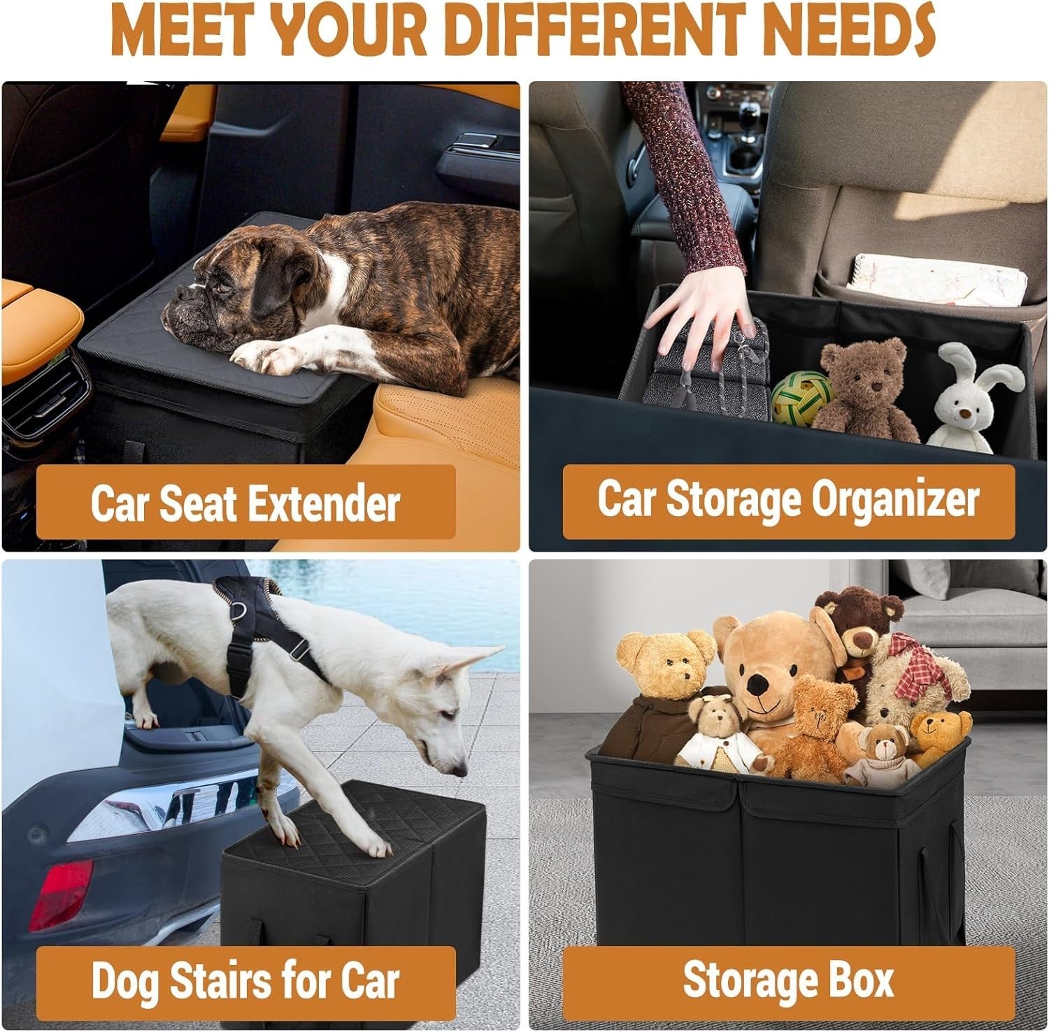 Dog Car Seat Extender Large Dog Gap Filler Storage Organizer 120lb