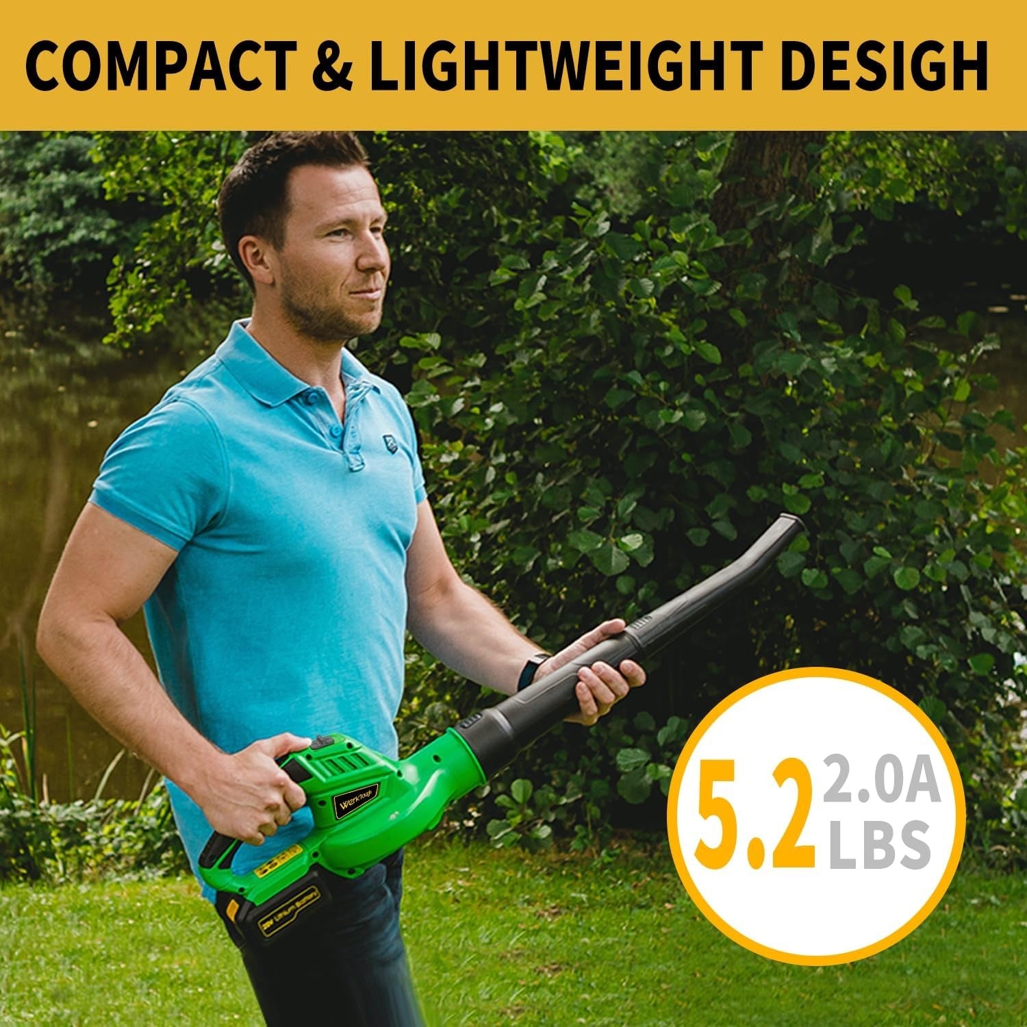 Cordless Leaf Blower 20V Battery Powered Lightweight Electric Garden Sweeper