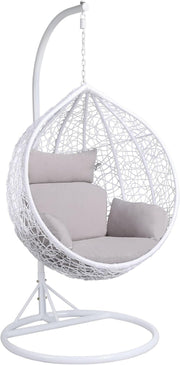 Modern Hanging Egg Chair with Soft Cushion | Rattan Swing for Garden