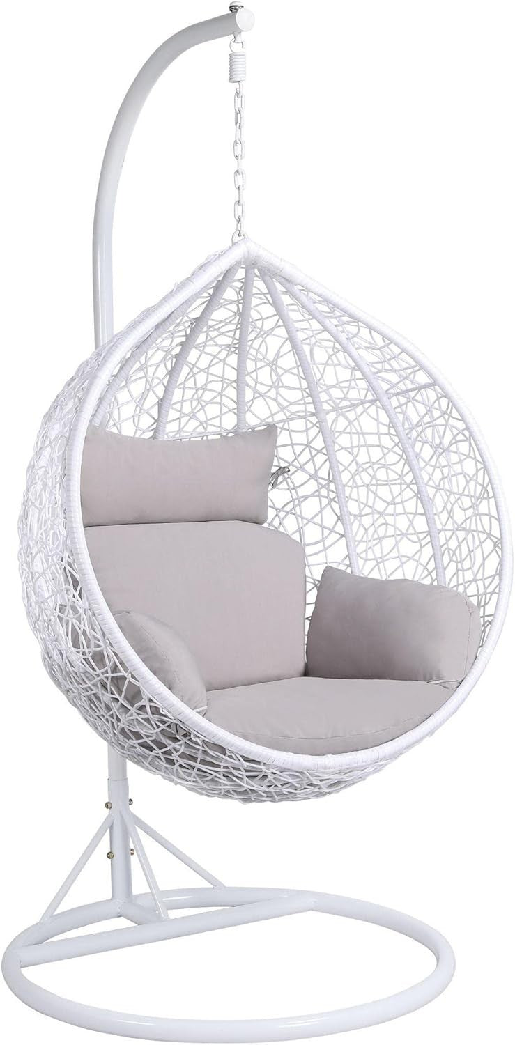 Modern Hanging Egg Chair with Soft Cushion | Rattan Swing for Garden