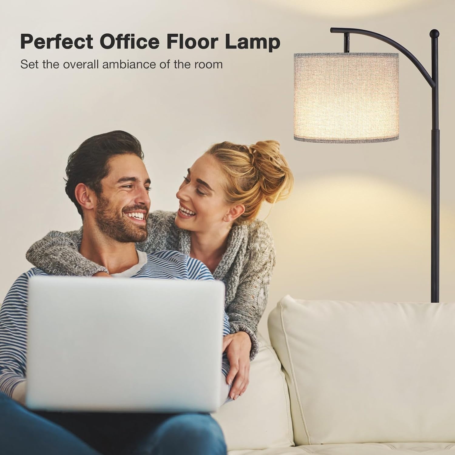 White Floor Lamp 60in Standing Lamp 3 Color Temperatures Foot Switch 9W