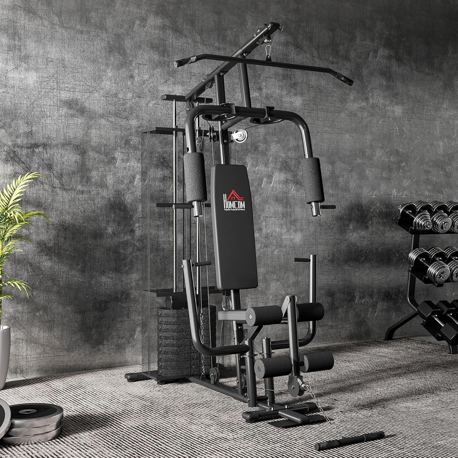 Multi Gym Workout Station 45kg Weight Stack Home Strength Trainer