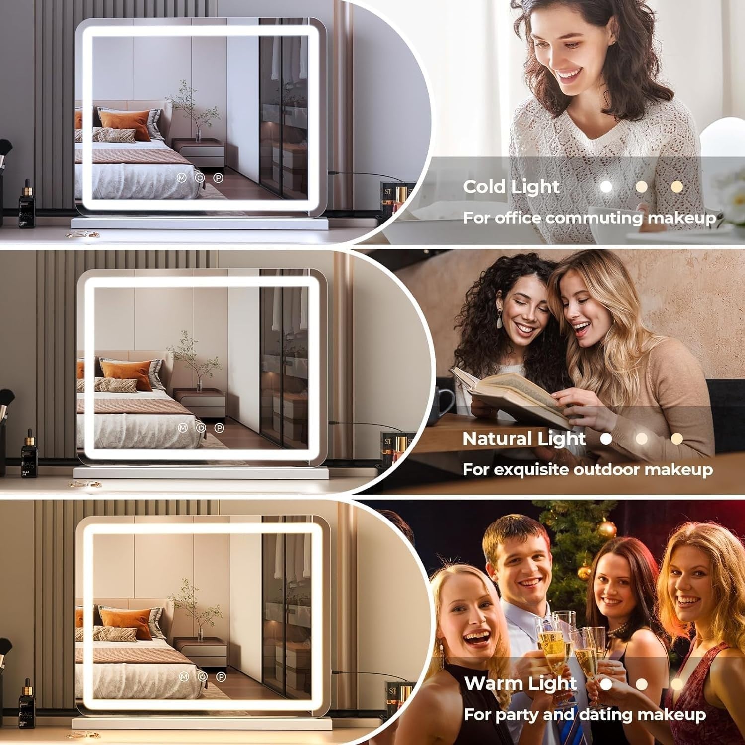 LED Vanity Mirror with Lights 58cm | USB Charging & 3 Color Modes