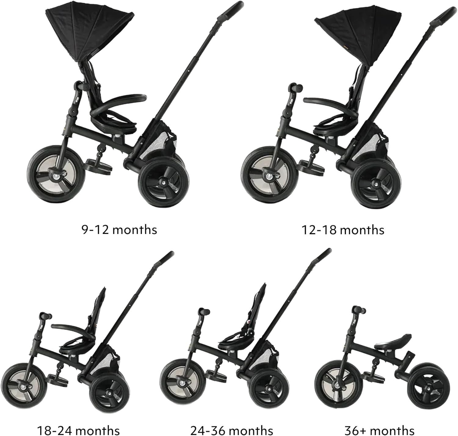 5 in 1 Toddler Tricycle Foldable Push Along Bike Swivel Seat 9M-4Y