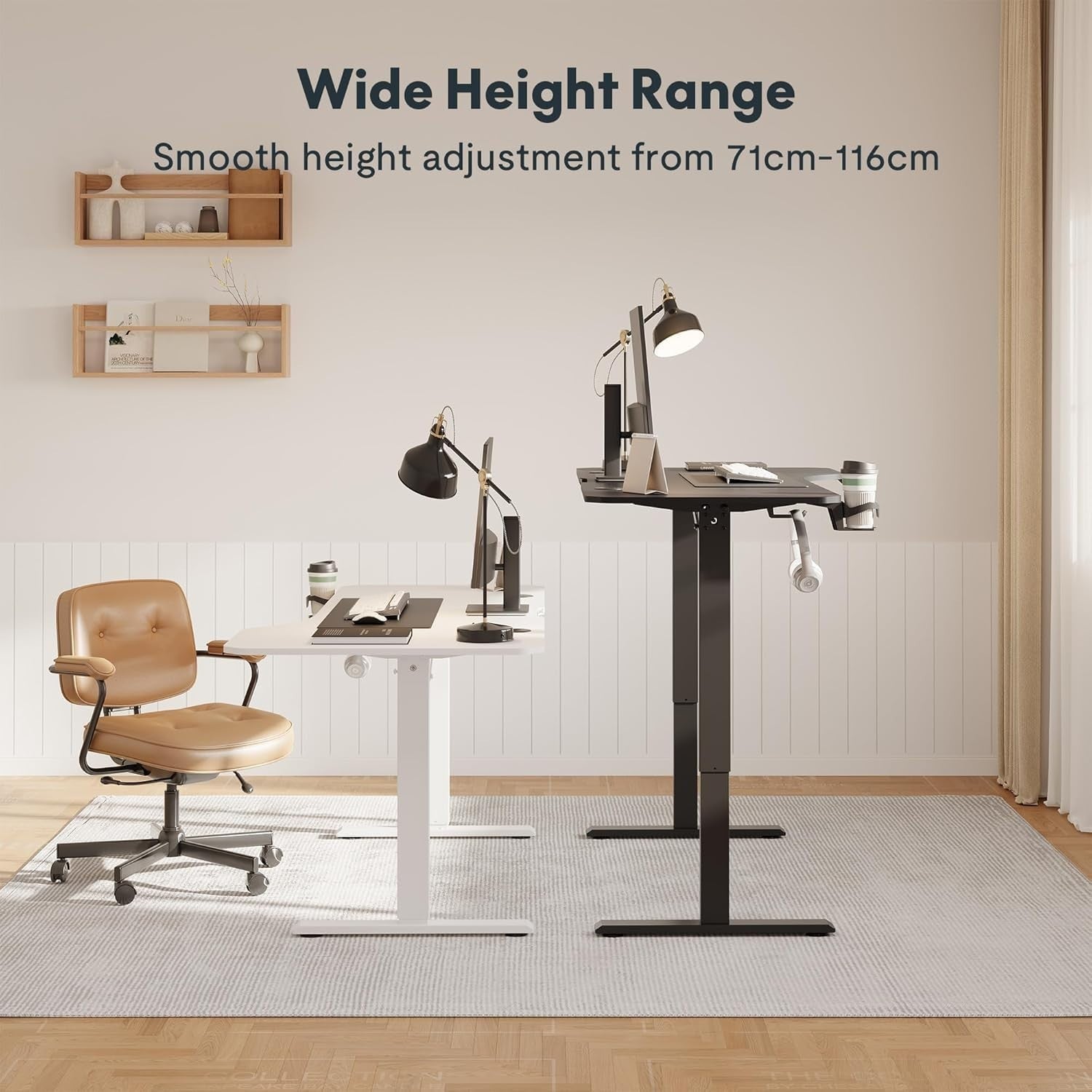 Black Electric Standing Desk 110x60cm with Memory & Adjustable Height