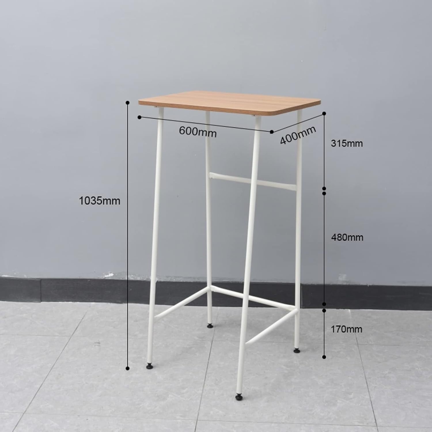 White Standing Laptop Desk 60x40cm Adjustable Writing & Work Table