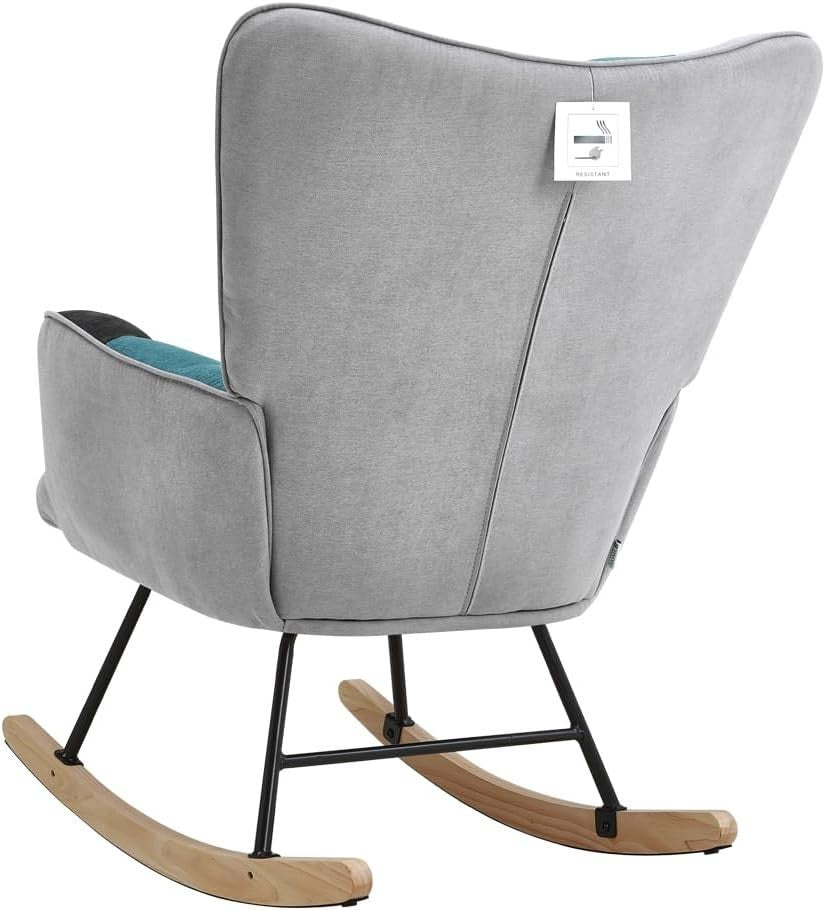 High Back Rocking Chair with Cozy Cushion, Durable Metal Frame, Relaxing Seat