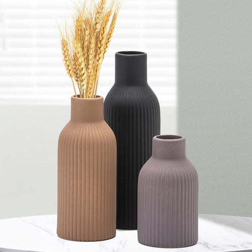 Ceramic Vase Set of 3 Farmhouse Pampas Vases Boho Home Decor