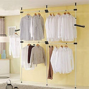Heavy Duty Telescopic Clothes Rack Adjustable Garment Rail White
