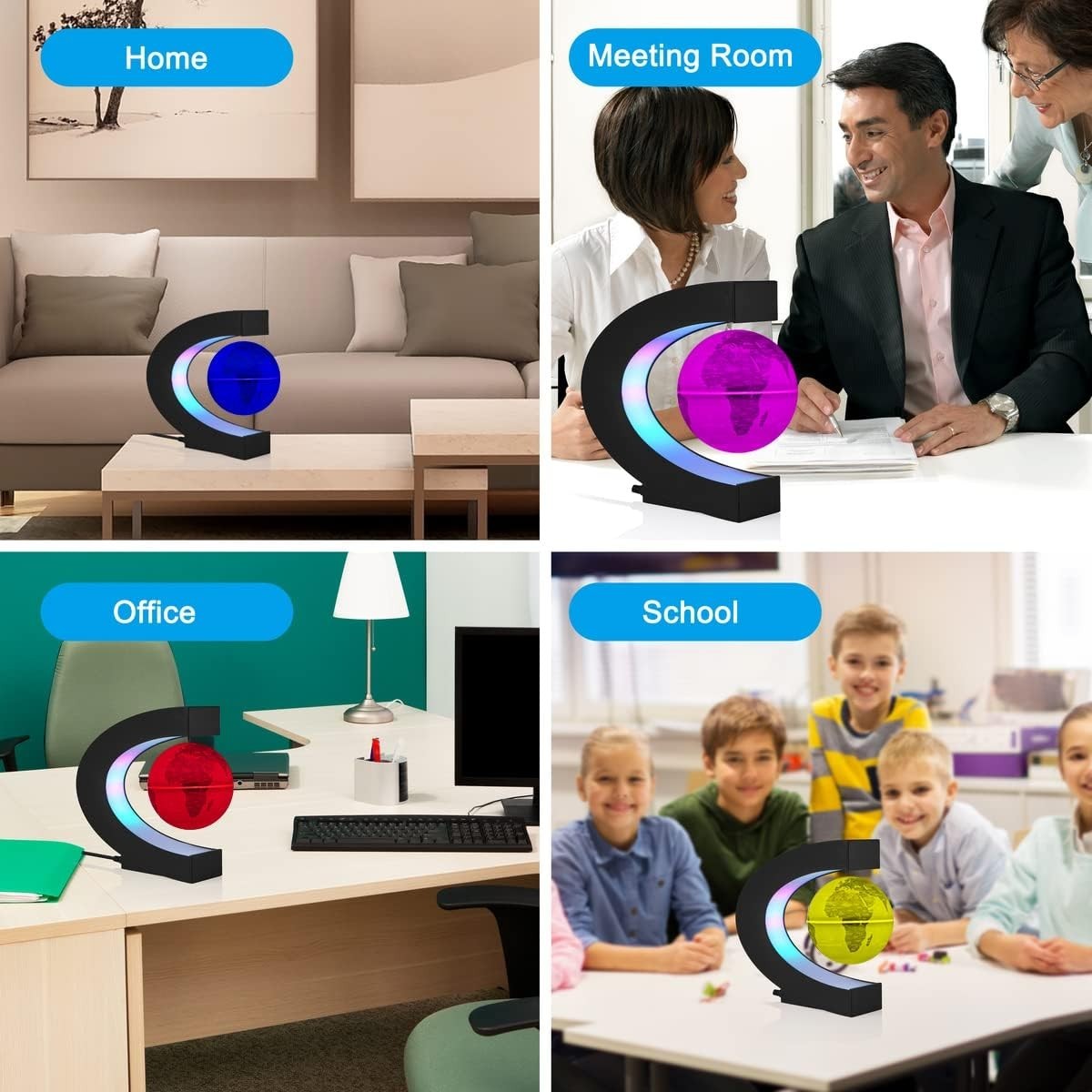 Levitating Globe Multi-Color, Floating Rotating Magnetic LED Desk Lamp