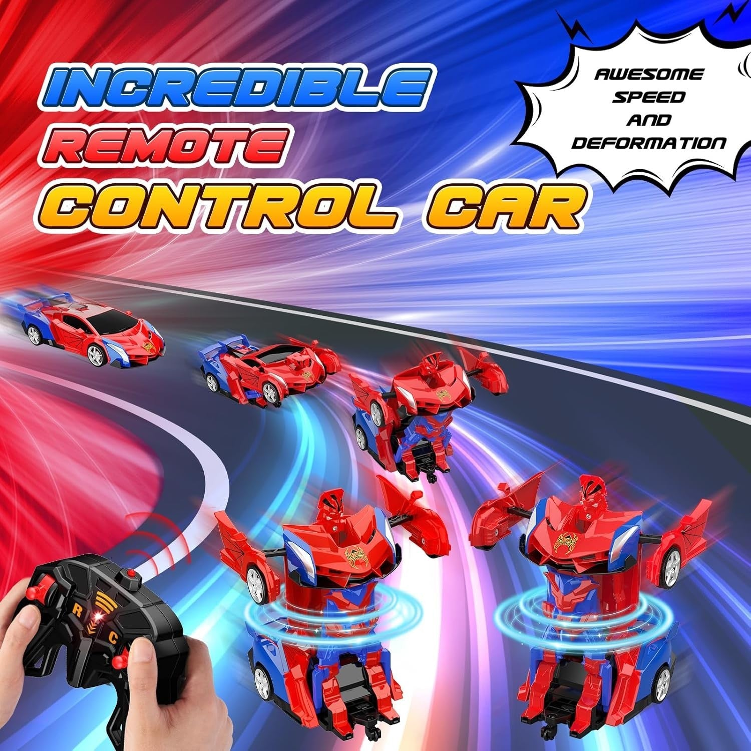 2-in-1 Transforming RC Car Robot Toy | 360° Rotation Remote Control Vehicle for