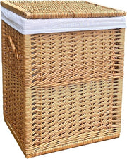 Extra Large Wicker Laundry Basket with Lid & Liner | Natural Willow 52×36×68cm