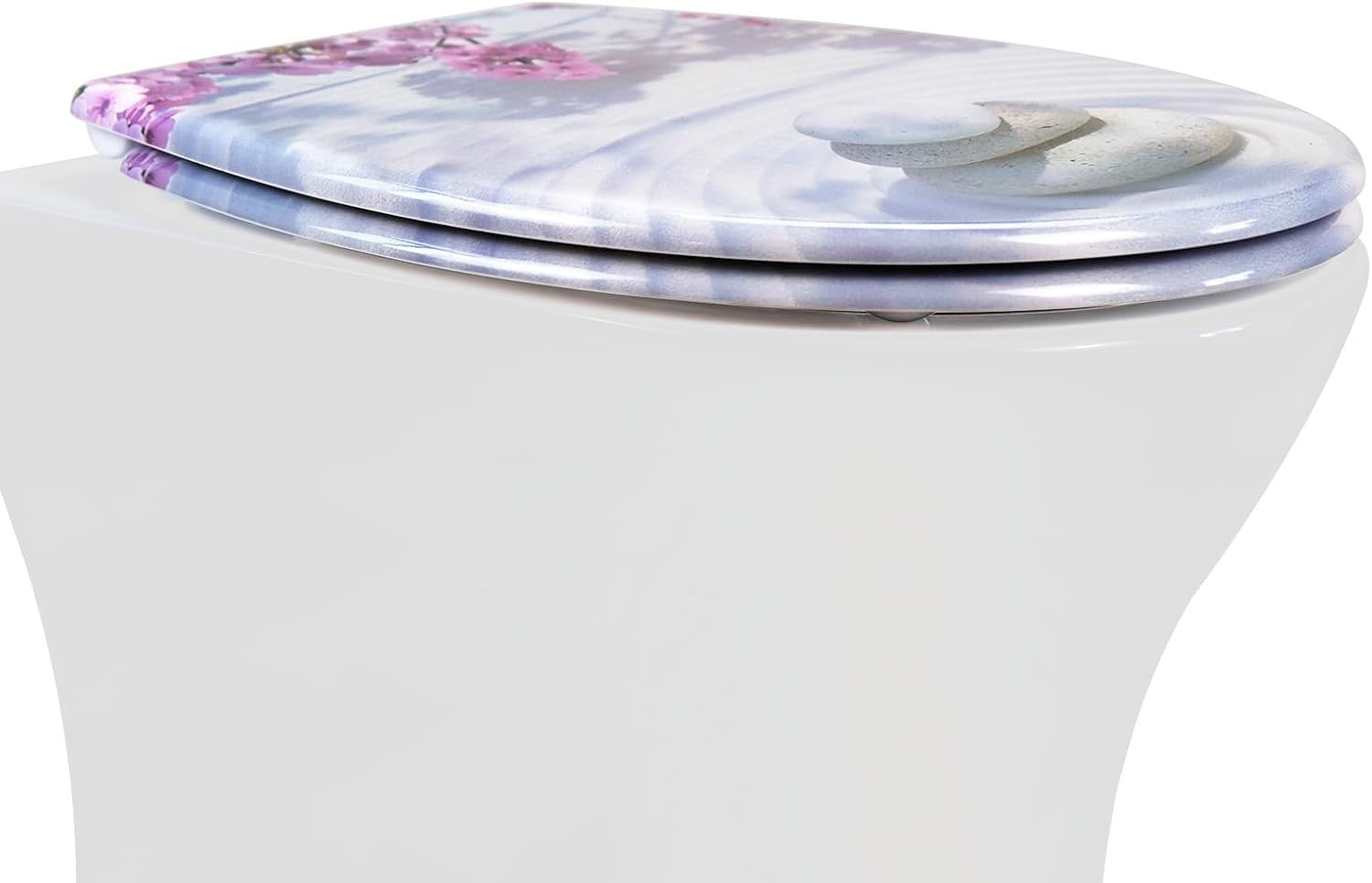 Toilet Seat Soft Close Quick Release Top Fix Colorful Patterns 45x37cm Duroplast