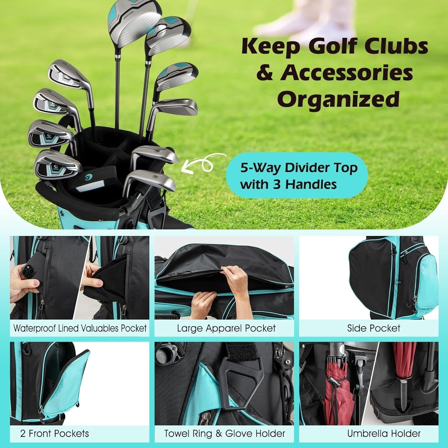 Ladies Right Hand Golf Club Set 12pc 460cc Driver Hybrid Irons Stand Bag