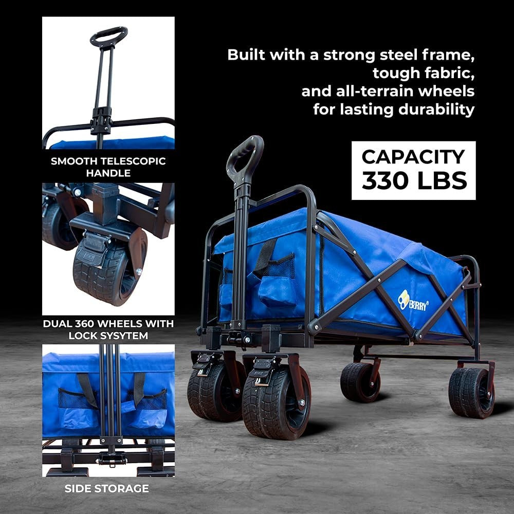 Heavy Duty Collapsible Wagon 150KG for Camping, Beach & Garden Use