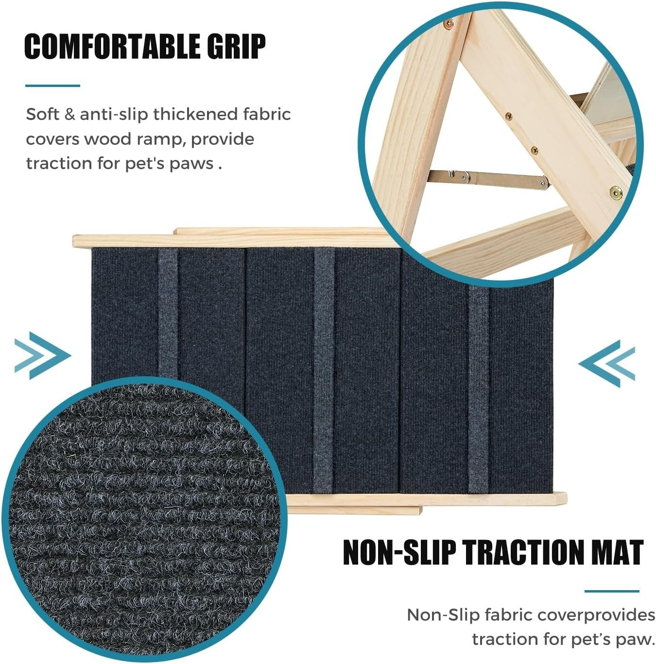 2-in-1 Foldable Pet Stairs & Ramp Carpeted 3-Tier Dog Cat Ladder