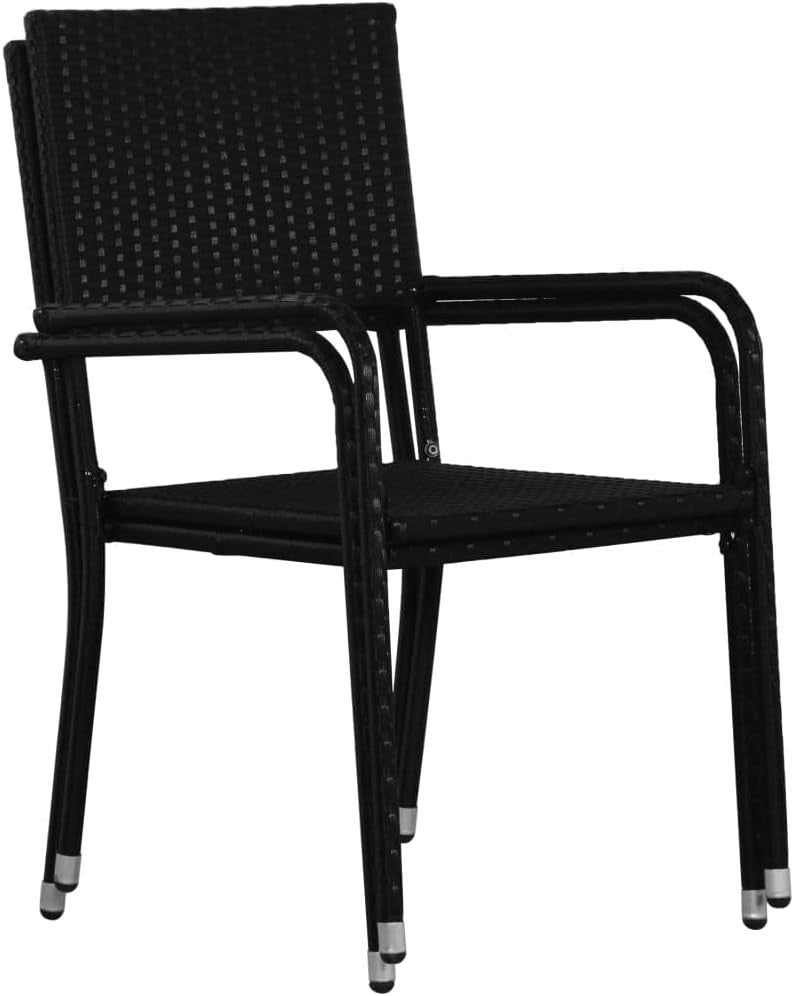 Stackable Garden Dining Chairs Set of 2 Poly Rattan Patio Balcony Seat
