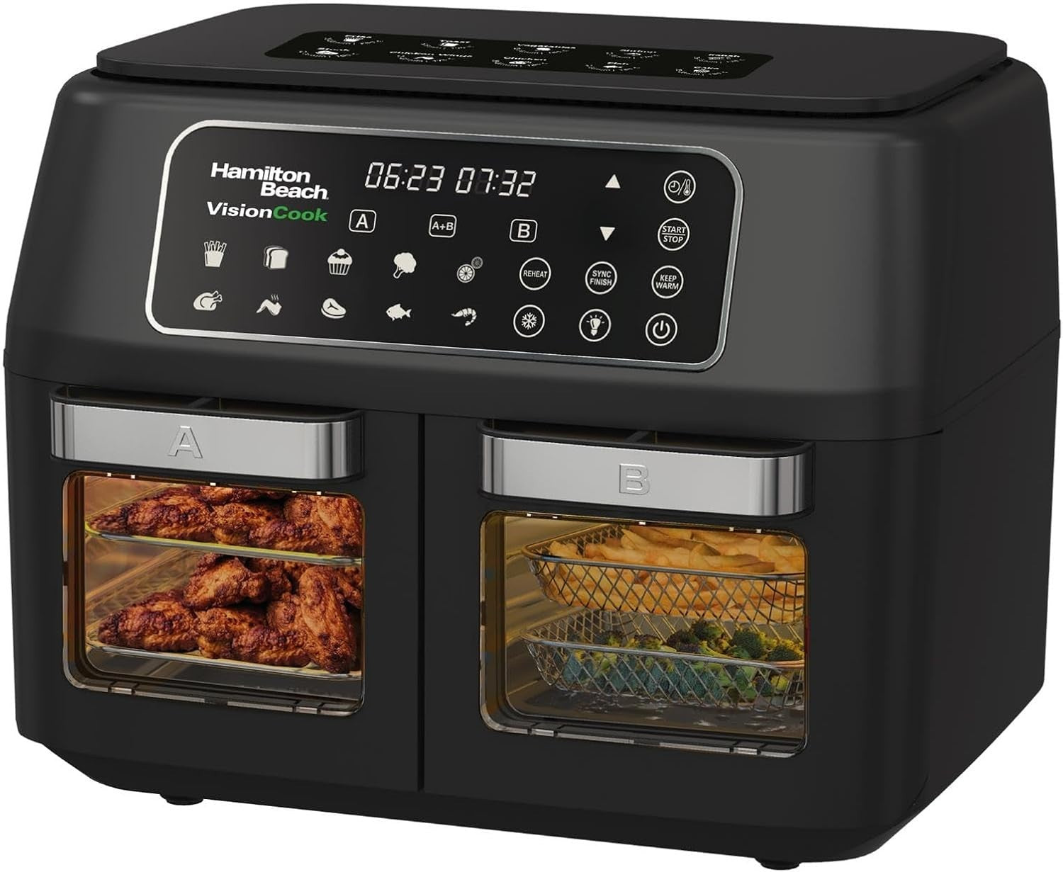 11L Dual Zone Air Fryer With Viewing Windows 10 Presets Smart Finish 2400W