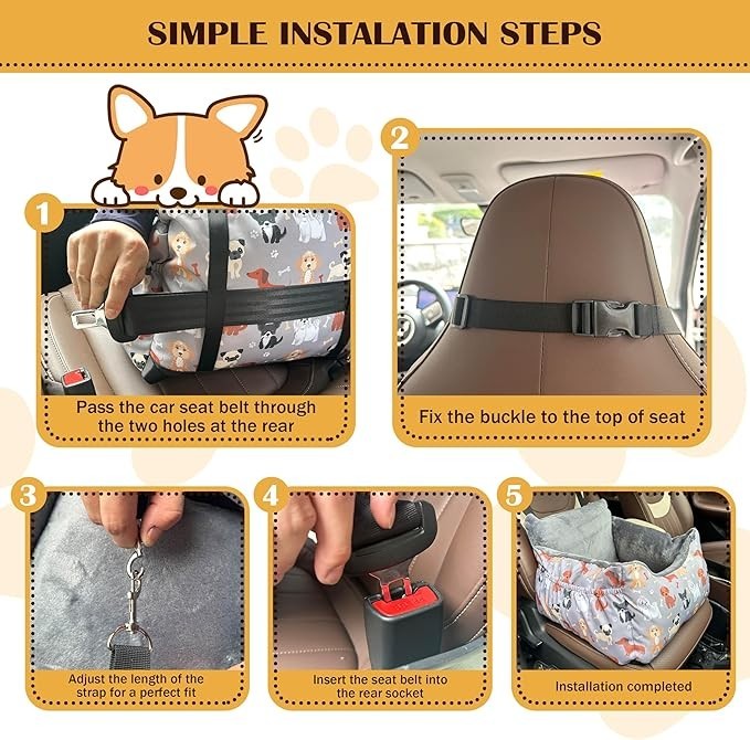 Pet Booster Car Seat Small Medium Dogs Washable Travel Bed 25lbs