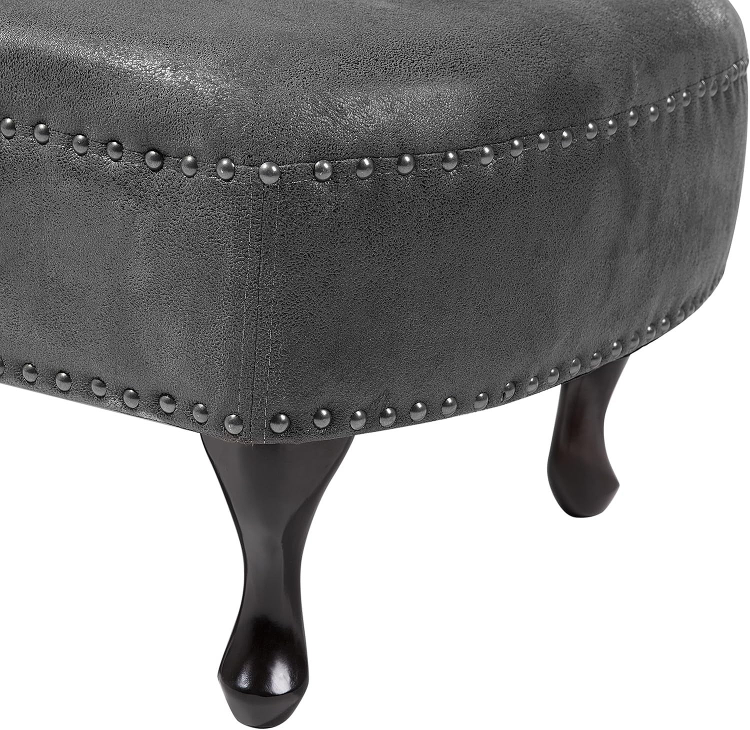 Left Hand Chesterfield Chaise Lounge Faux Suede Black Sofa 169cm Elegant Tufted