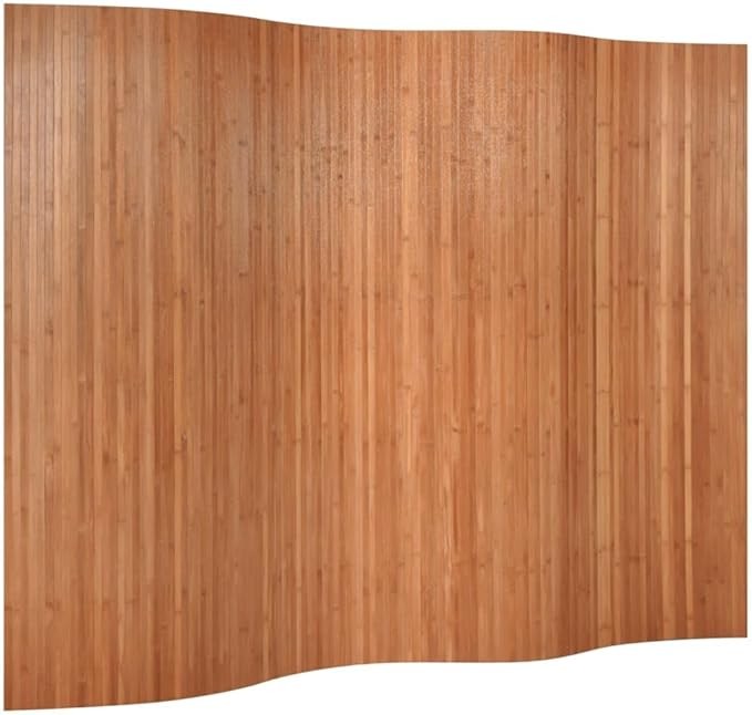 Brown Bamboo Room Divider 165x250cm Roll-Up Privacy Screen for Home Office