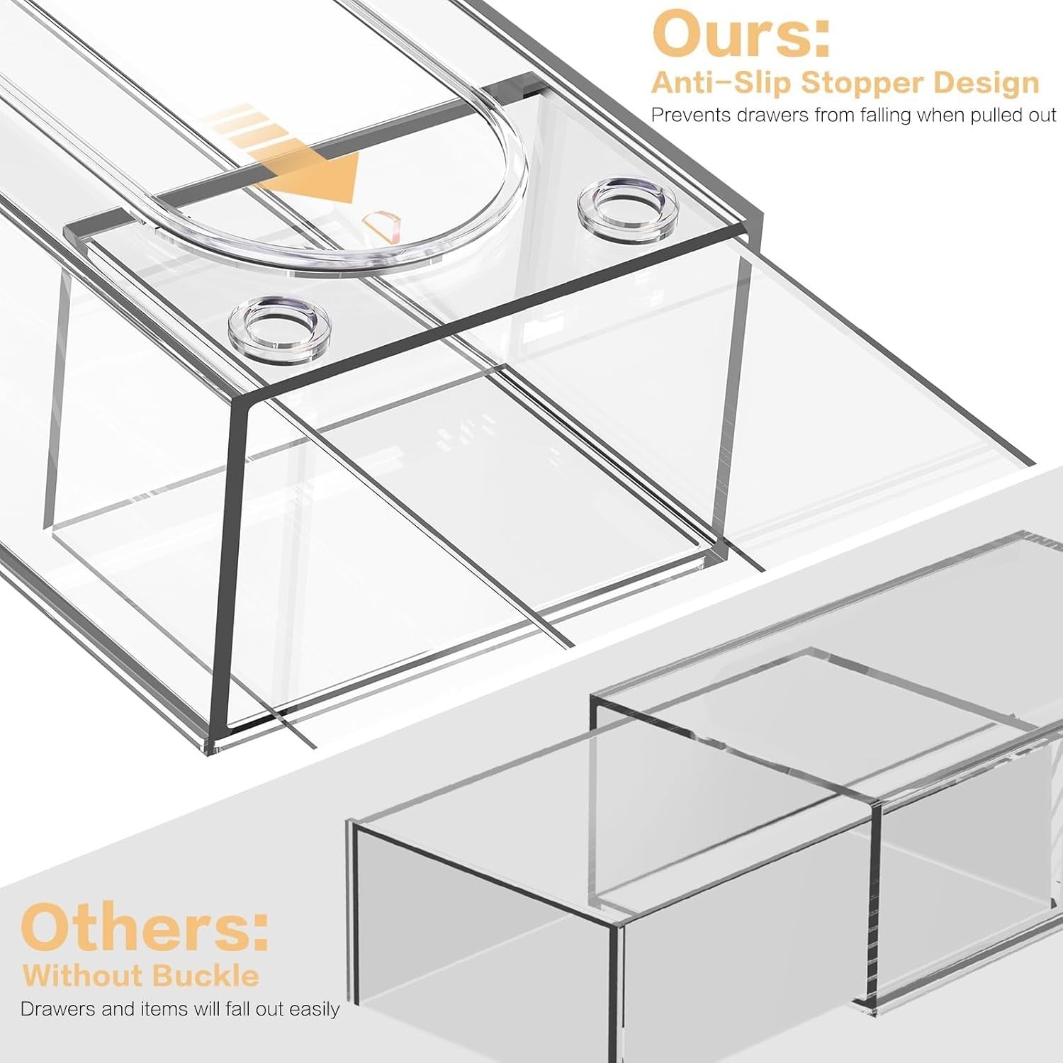 14-Drawer Acrylic Desk Organizer Stackable Storage for Makeup & Office