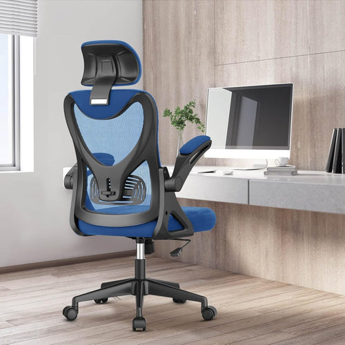 Ergonomic Mesh Office Chair High Back Swivel Desk Chair Flip-Up Arms Adjustable